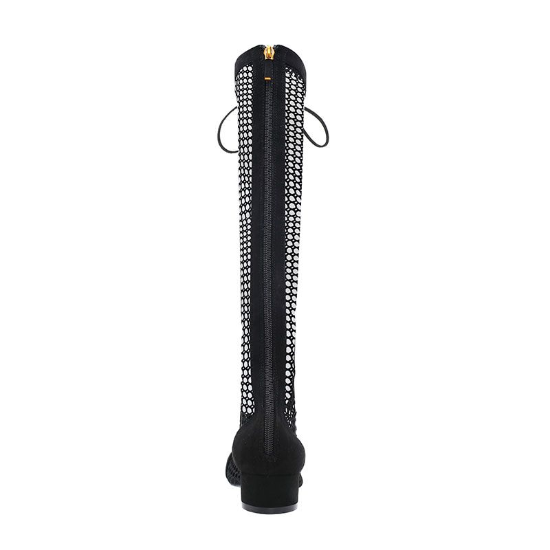 Lace Up Knee High Mesh Summer Boots