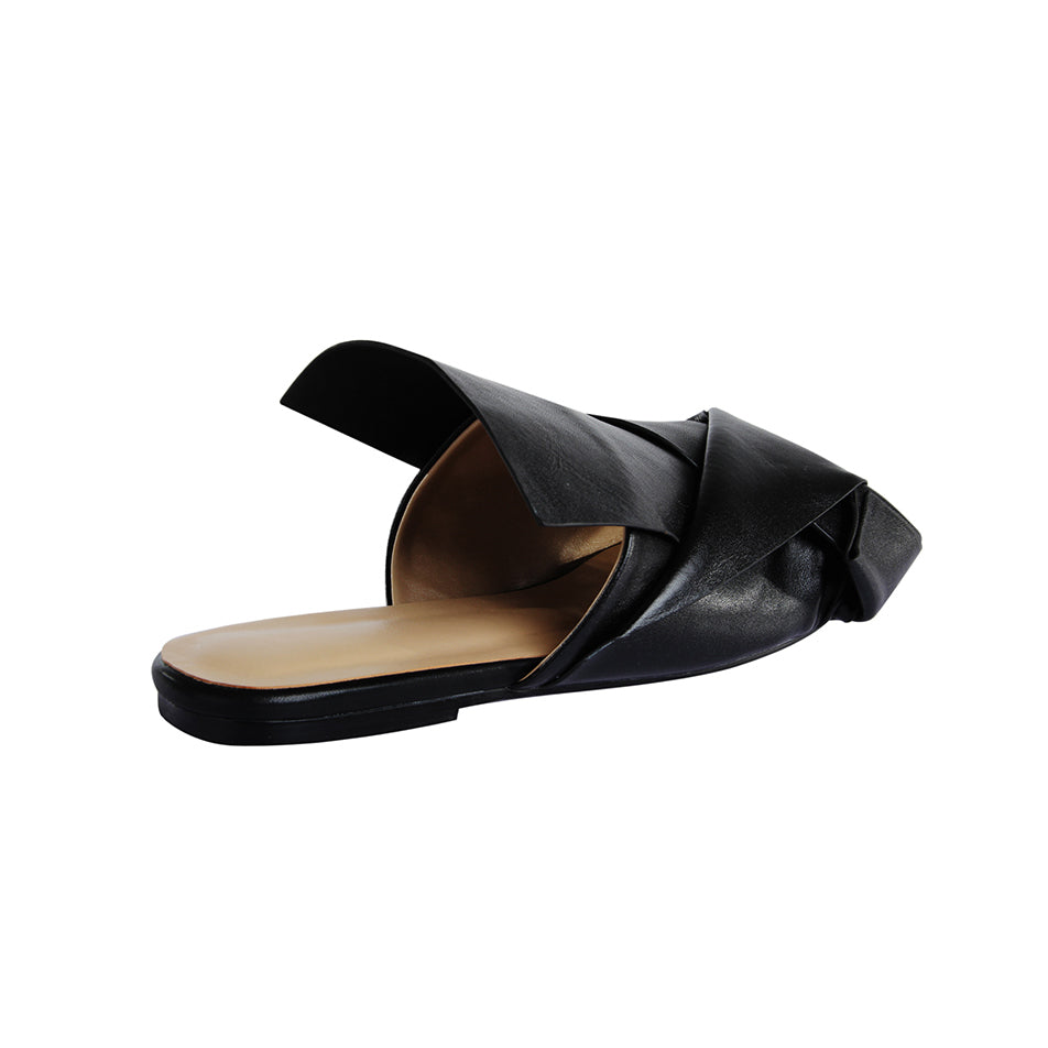 Knotted Leather Slipper Slides