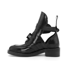 ive - WOMEN-CRUSH Black Cutout Boots - Silver Buck
