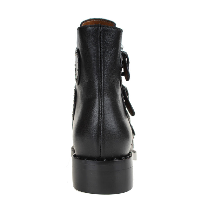 ive - LEWIS Studded Buckled Biker Ankle Boots