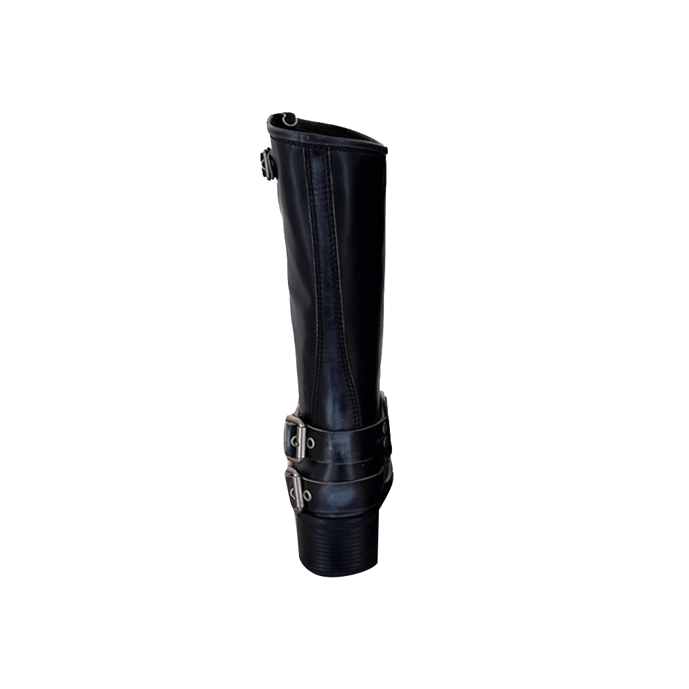 Buckled Leather Knee High Boots