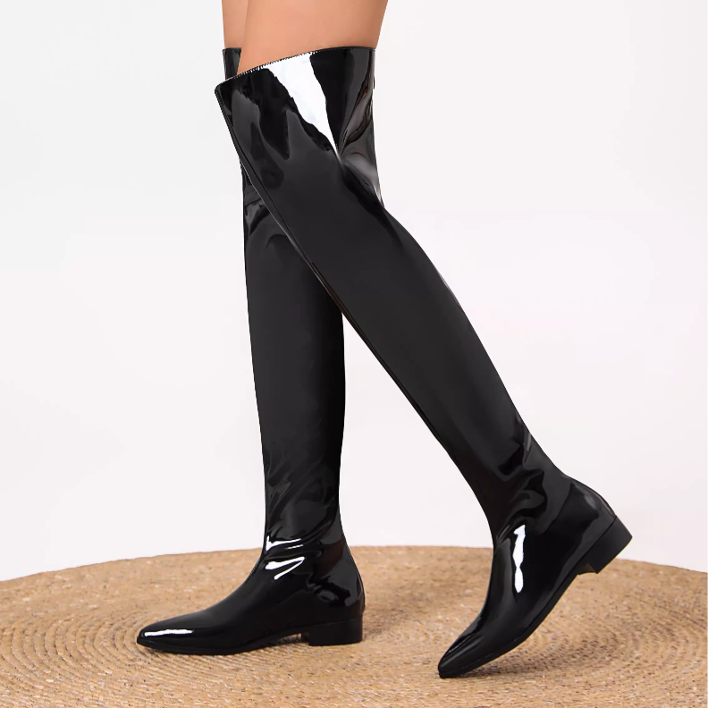 Patent Leather Over The Knee Boots