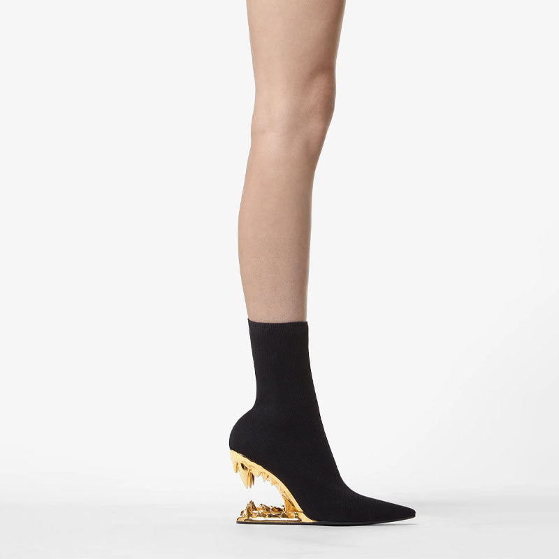 Sculptured Wedged Heel Ankle Boots