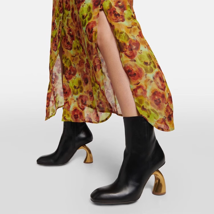 Metal Heel Ankle Boots