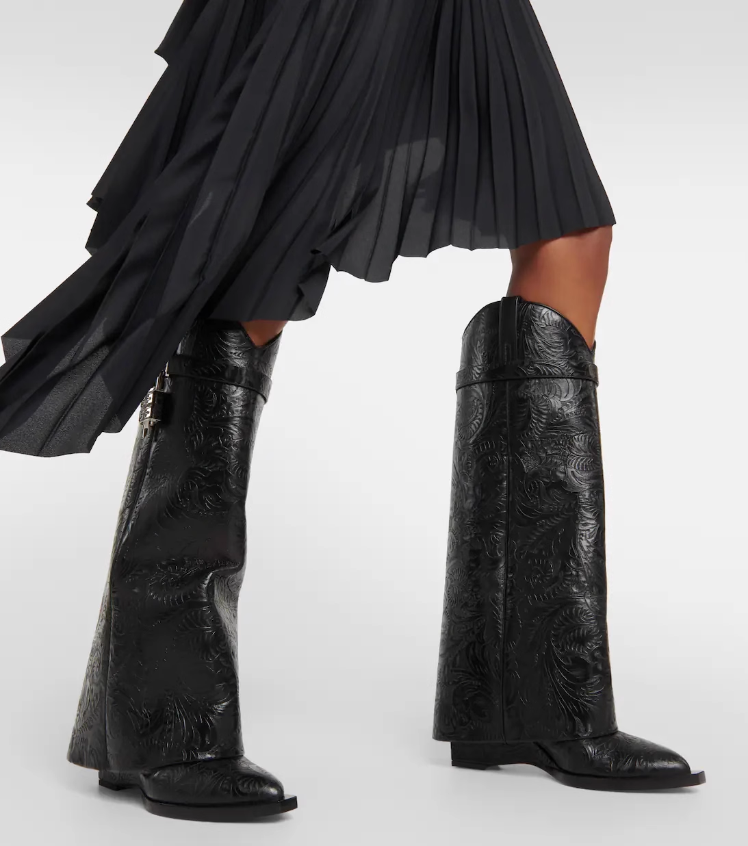 Lock Detailed Knee High Boots