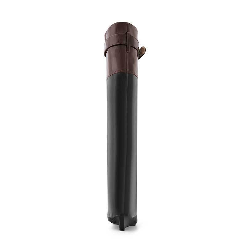 Patent Leather Wedged Heel Knee High Boots