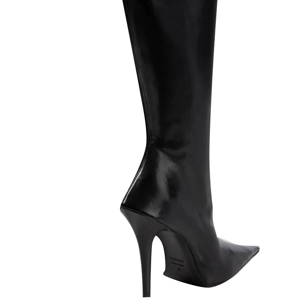 Leather High Heel Knee High Boots