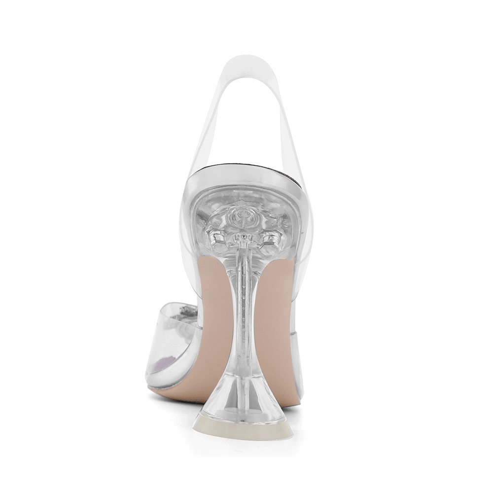 Diamante Transparent PVC High Heel Naked Sandals -