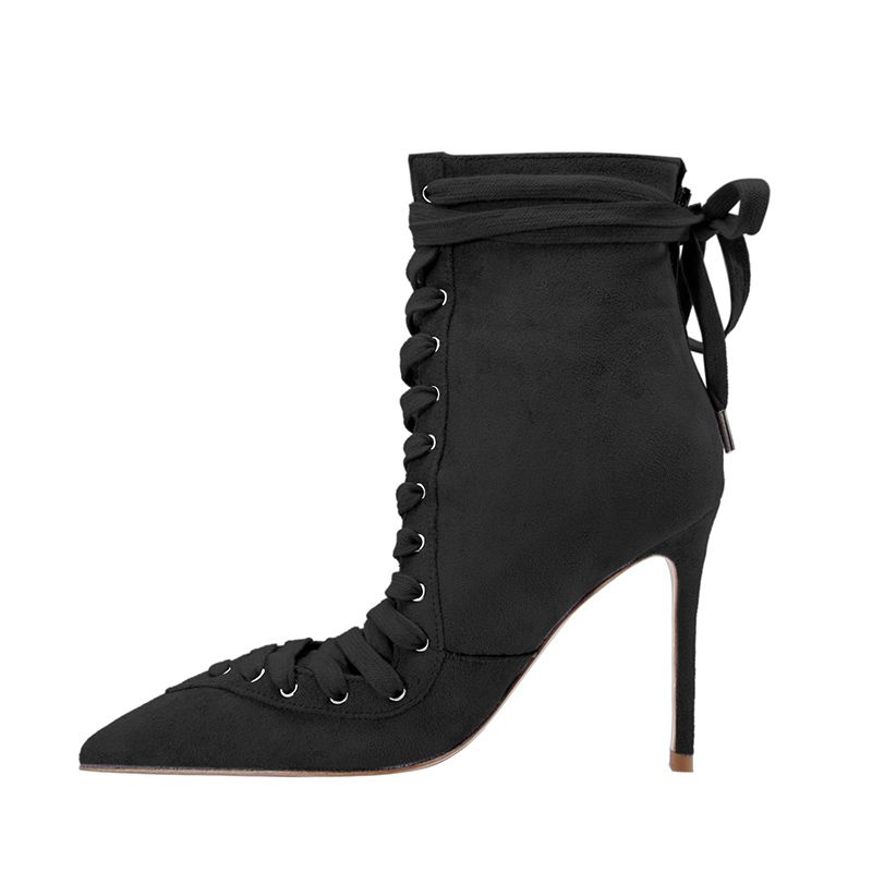 Lace Up Stiletto Heel Ankle Boots