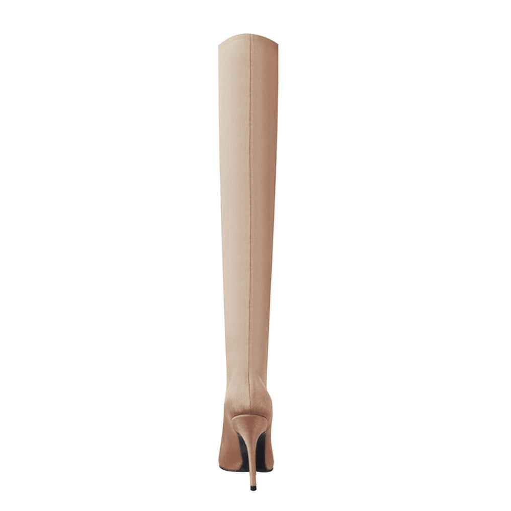 Super Pointed Toe Basic Over The Knee Sock Boots