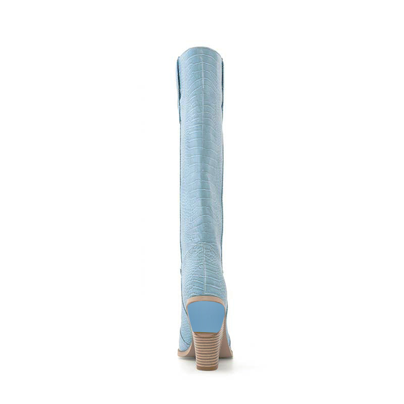 culptured Heel Western Cowboy Knee High Boots