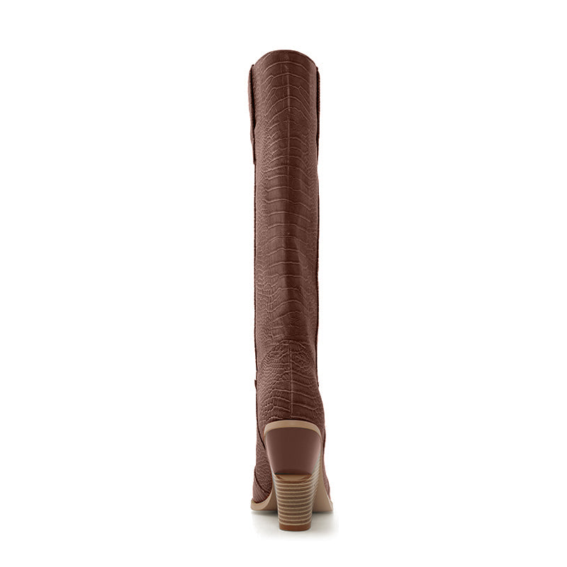 culptured Heel Western Cowboy Knee High Boots