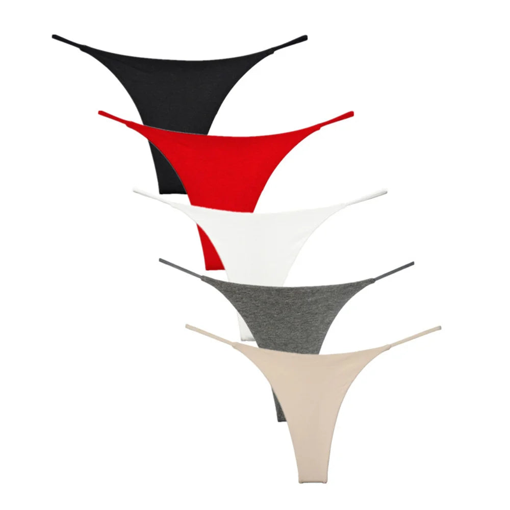 5PCS Leopard/Zebra/Camo/Solid Color Sexy Sports Cotton Thong