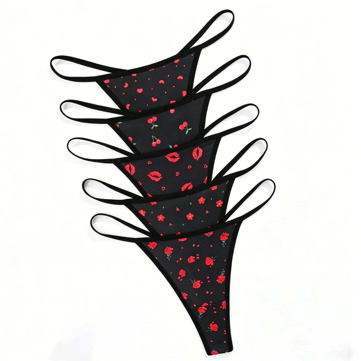 5Pack Women's Black Thongs