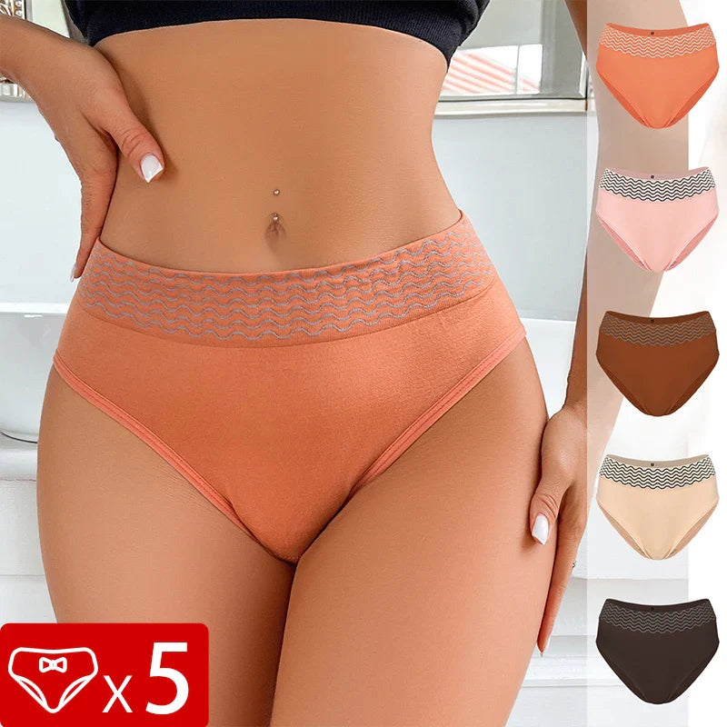 5Pcs/Set Mid Waist Seamless Women's Panties