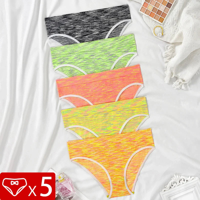 5pcs/Pack Mid Waist Seamless Breathable Comfortable Lady Briefs Lingerie