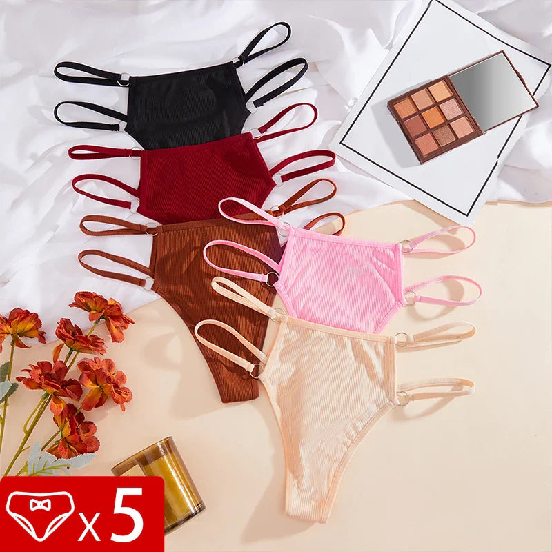 5pcs/pack Low Wasit Ribbed Sexy Women Panties