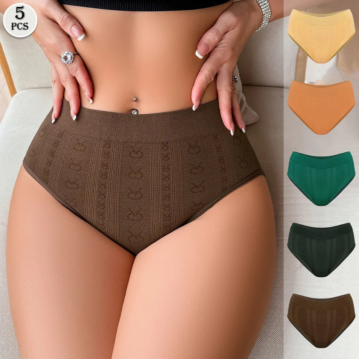 5pcs/pack Mid Waist Seamless Women Panties