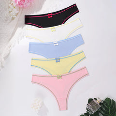 5pcs/pack Seamless Breathable Lady Briefs Women's Ribbed Panties