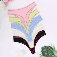 5pcs/pack Seamless Breathable Lady Briefs Women's Ribbed Panties
