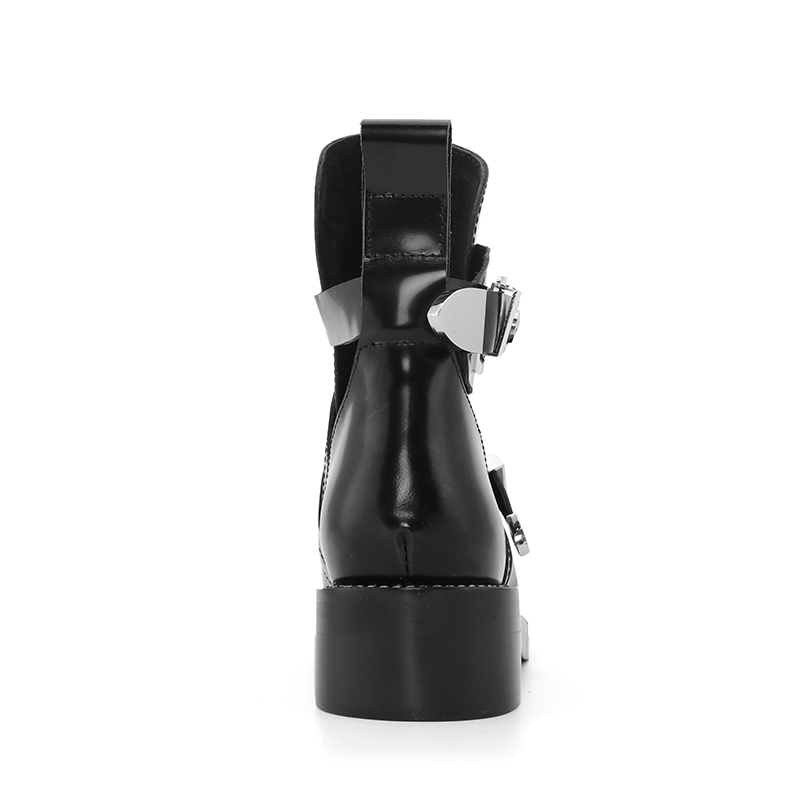 ive - WOMEN-CRUSH Black Cutout Boots - Silver Buck