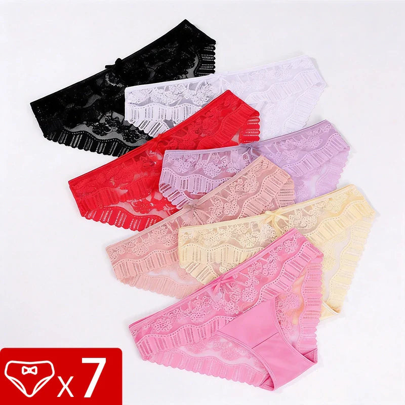 7pcs/Set Women's Floral Lace Panties