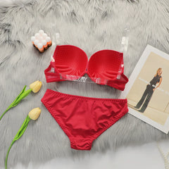 Big red 2-piece sexy invisible shoulder strap beautiful back Bra