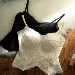 Chic French Lace Camisole for Women Built-in Bra