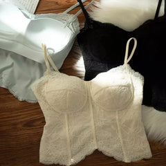 Chic French Lace Camisole for Women Built-in Bra