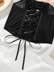Elegant Black Satin Halter Corset Top
