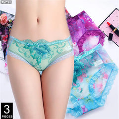 Embroidered Flower Women Lace Panties