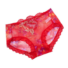 Embroidered Flower Women Lace Panties