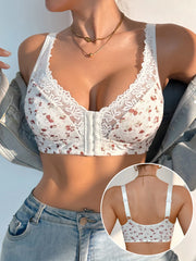 Floral Lace Front Closure Bralette