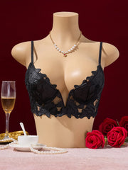 Floral Pattern Valentine's Day Sexy Elegant V-Neck Underwear