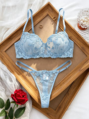 French Style Blue Lace Bra