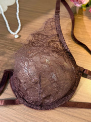 French Vintage Dark Brown Lace lingerie