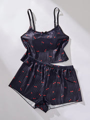 Girls Cute Strappy Homewear Thin Casual Top and Thong