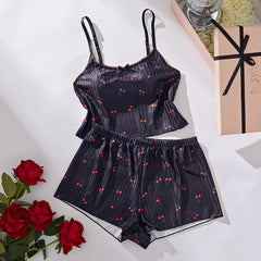 Girls Cute Strappy Homewear Thin Casual Top and Thong