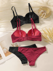 4-piece black and red combination lingerie