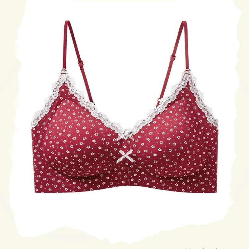 Hot Vest Shape French Floral Women Bra