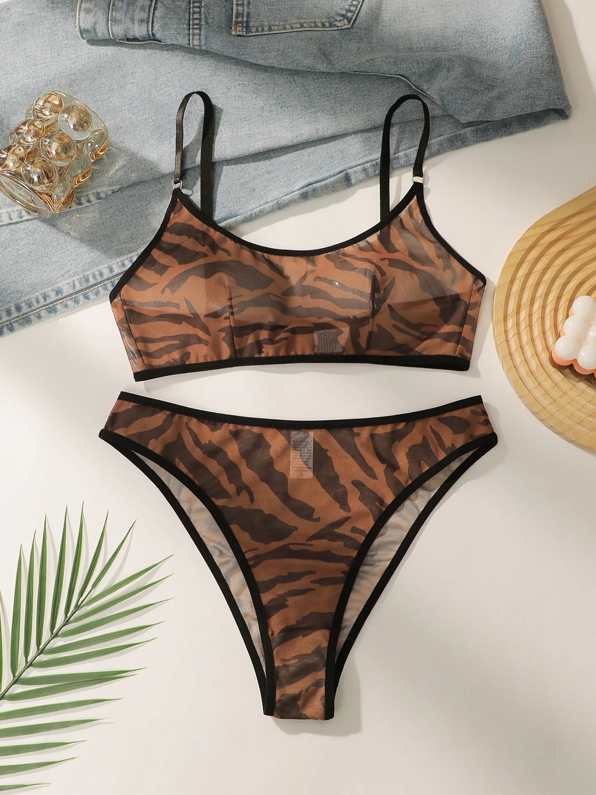 Hot selling women's sexy mesh leopard print Underwear