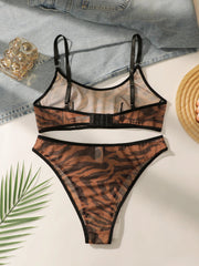 Hot selling women's sexy mesh leopard print Underwear