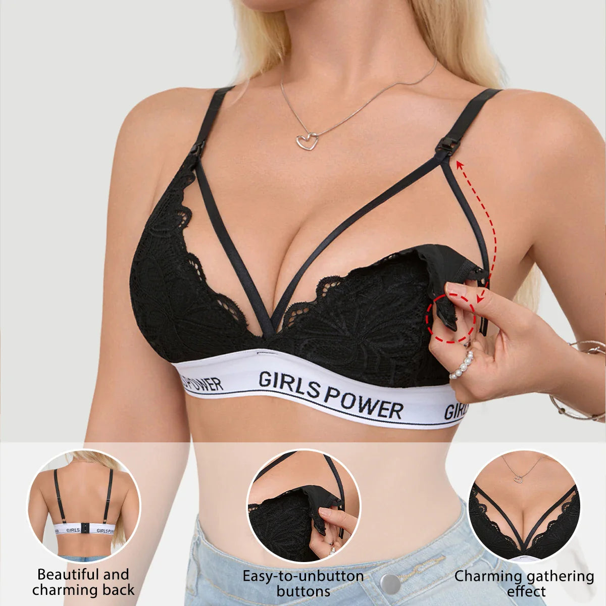 Lace Hands Free Pumping Nursing Bras