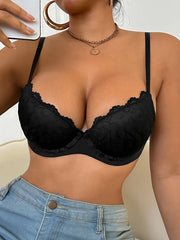 Lace Trim Solid Women's Bra
