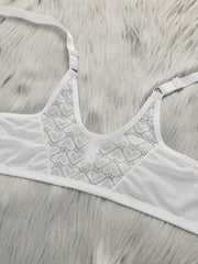 Ladies' front button embroidered lace plus size Underwear