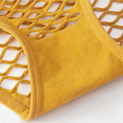Metal Buttons Hollow Mesh Underwear