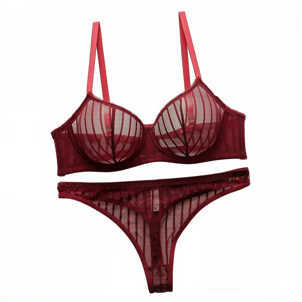 Red lace set pretty Underwire set  Party is eye-catching lingerie