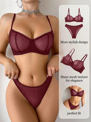 Red lace set pretty Underwire set  Party is eye-catching lingerie