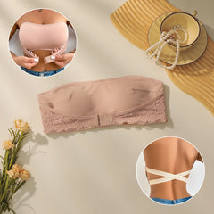 Pink Strapless Lace Bra