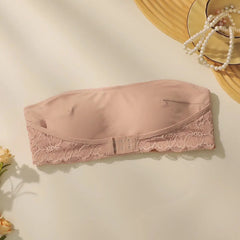 Pink Strapless Lace Bra